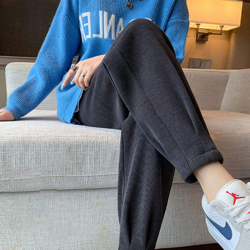 Loose women's fleece thickened autumn and winter 2024 new fashion sweatpants, spring and autumn tight-fitting Harun radish slimming casual pants