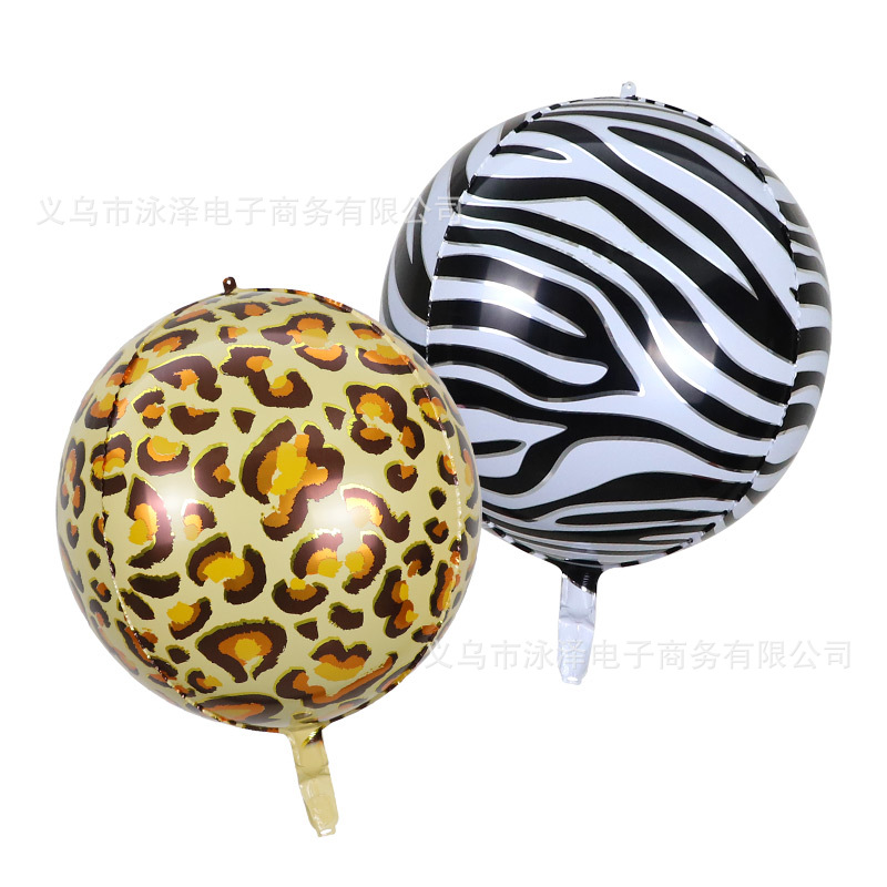 22 "4D aluminum film balloon leopard tiger animal ball party decoration birthday zebra details Picture