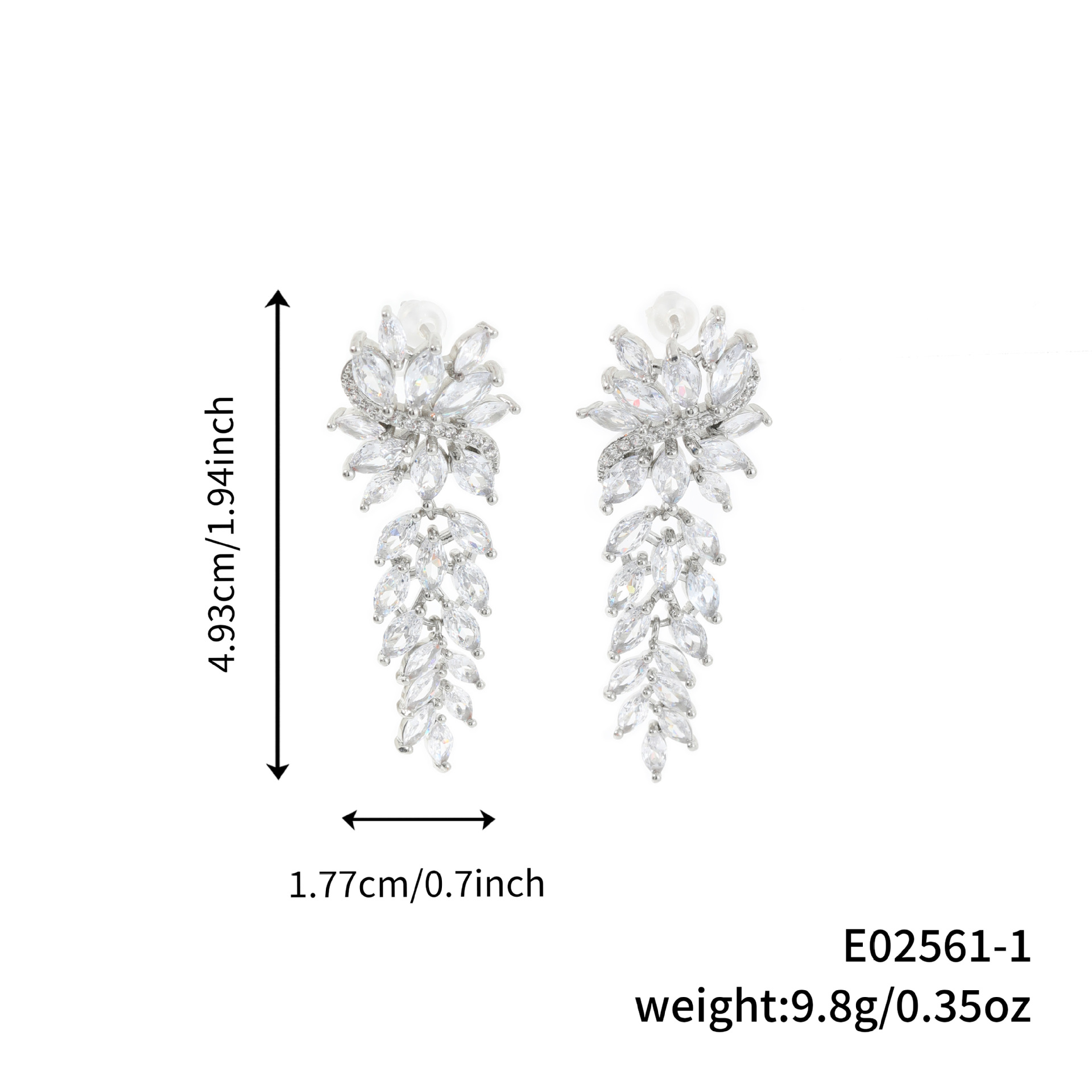 Kashi's new autumn European and American leaf geometric tassel design zircon stud earrings are Valentine's Day gift accessories for couples Item Picture