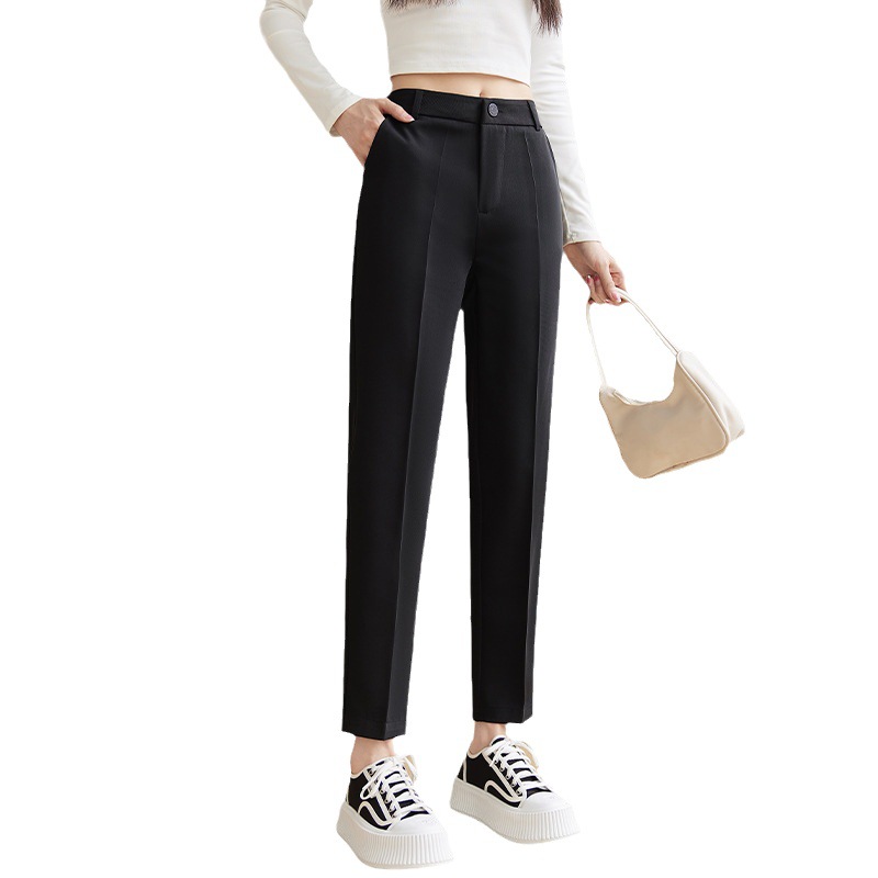 Pantalones de traje de mujer de corte recto pantalones de pierna ancha pantalones de tubo de humo premium sensación slim 9 puntos pantalones de seda de hielo casual sensación de caída Item Picture