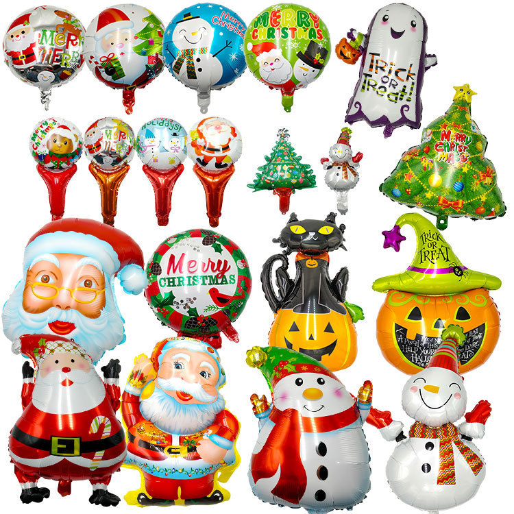 Venta directa de fábrica navidad aluminio película globo santa árbol de navidad muñeco de nieve decoración globo de halloween al por mayor Item Picture