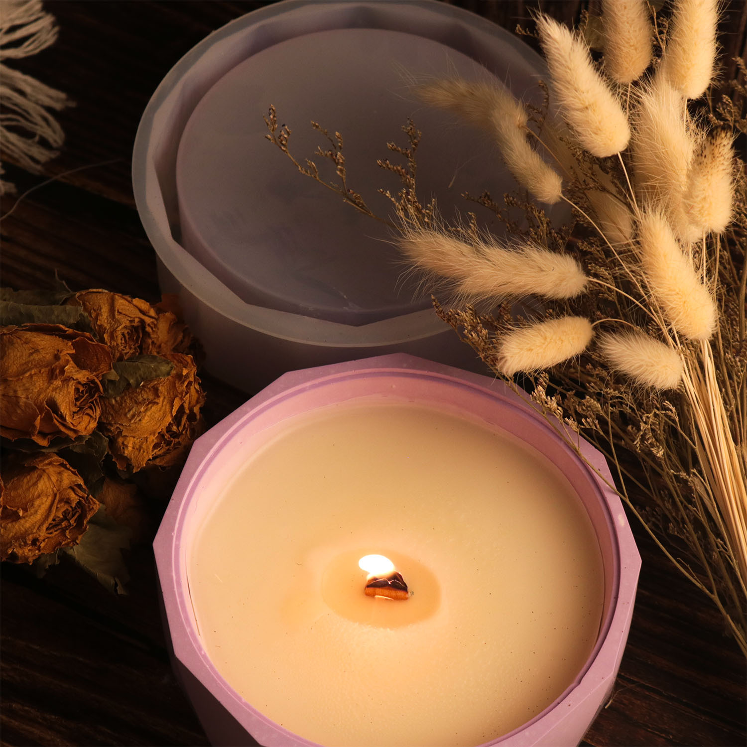 Epoxy resin mold, diamond-shaped large round scented gypsum candle storage box, silicone mold, cross-border exclusive supply Specification image