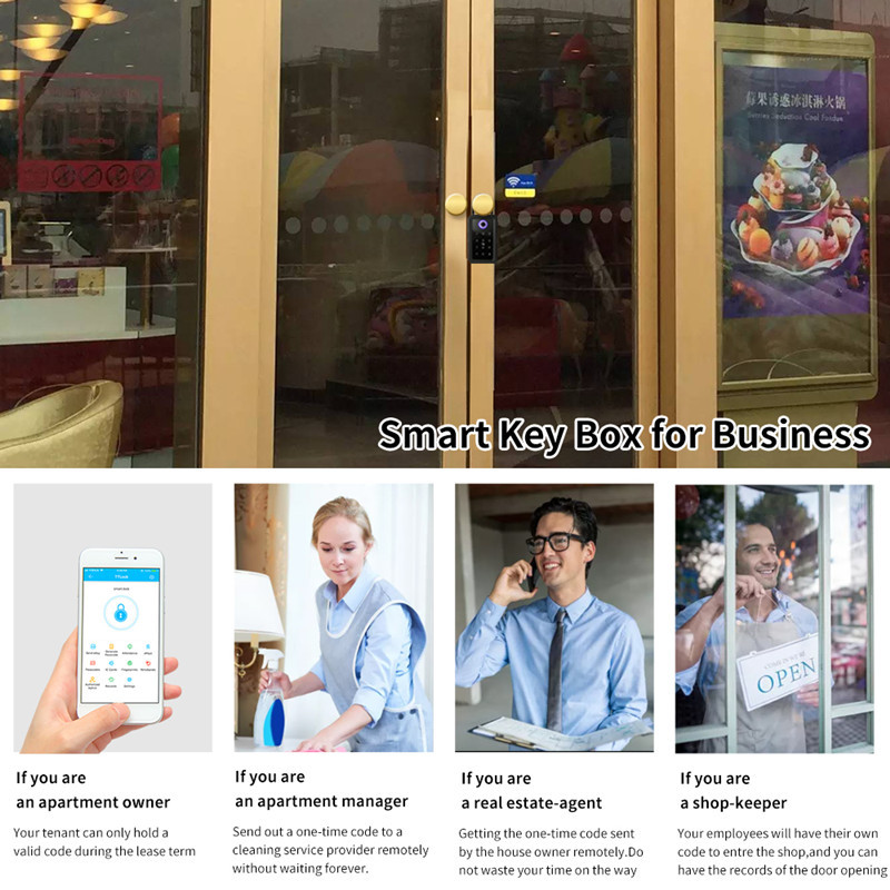 Tongtong Lock, fingerprint key box, wall-mounted password storage box, graffiti Bluetooth password box, mobile phone controlled smart lock Application Scenario