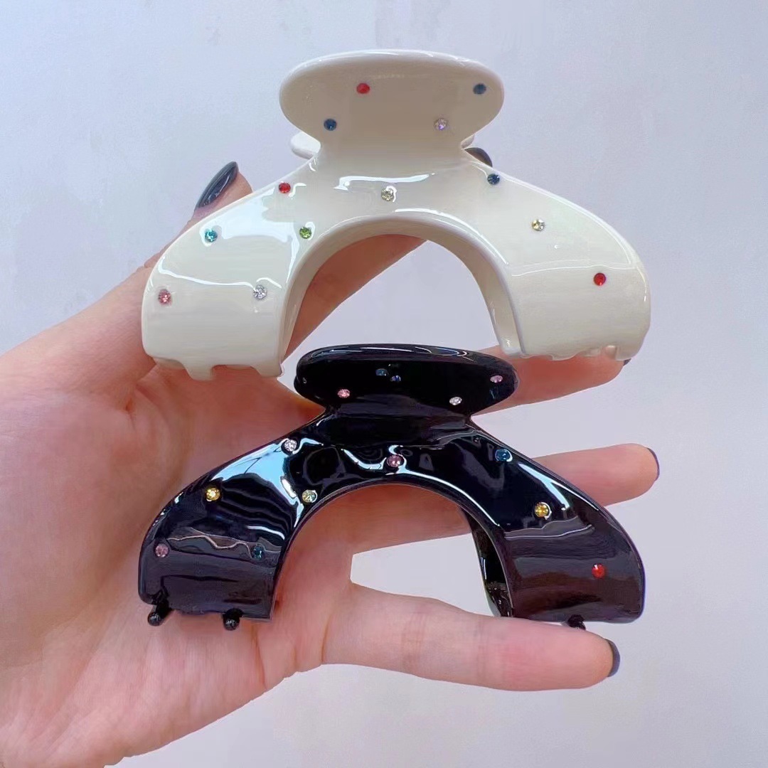 新款韩式 华丽百搭镶钻鲨鱼夹高马尾优雅抓夹 发饰高级感现货批发