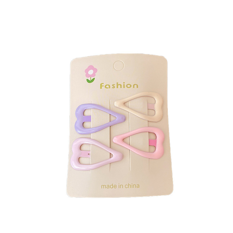 Cute pink star hair clips from the national trend series, children's colorful bangs clips, headwear, heart-shaped bb clips on the side of the forehead Item Picture