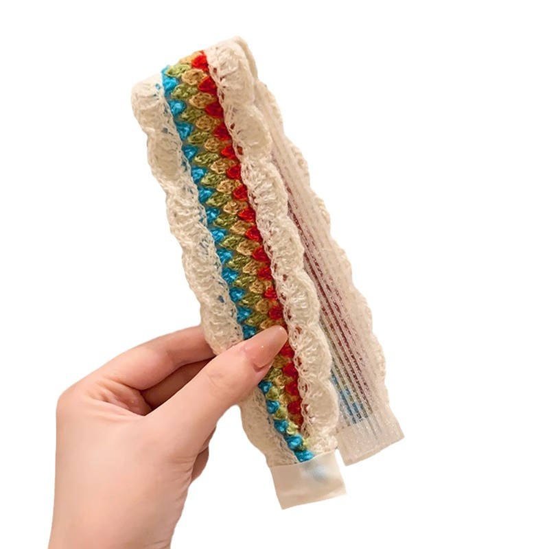 French retro knitted Velcro, adult hair patch, bangs, broken hair arrangement tool, hair band, sweet girl's hair band Item Picture