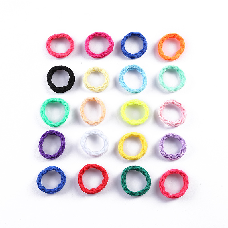Japanese and Korean jacquard towel rings, children's colorful seamless hair ties, colorful simple high-elasticity hair ties, 100 pieces per bag Item Picture