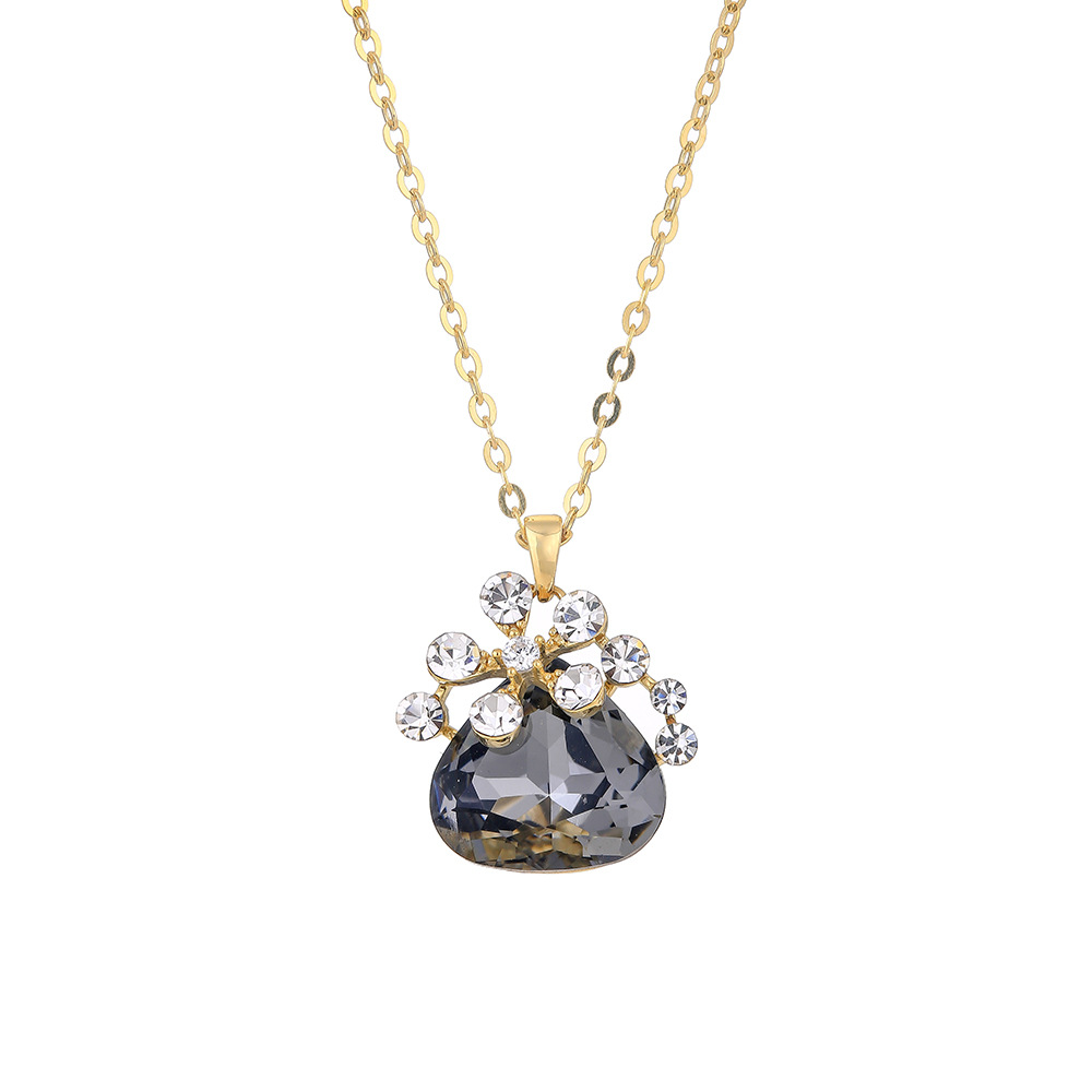 Long Drop Purple Chain Gold plated 925 Silver necklace Big Name micro gem East Gate women's geometric collarbone chain Item Picture