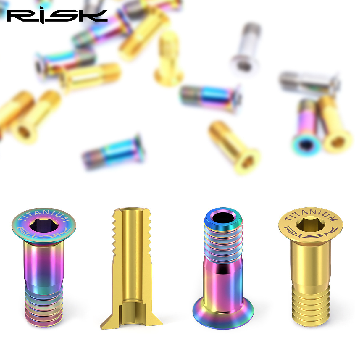 RISK mountain road bike titanium alloy rear steering wheel screws, guide chain guide wheels, flat head transmission screws Specification image