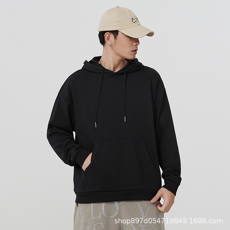 300g solid color heavyweight autumn and winter pure cotton men's hoodie with a cap, candy-colored loose round-neck hoodie, a thin trendy brand for men Application Scenario