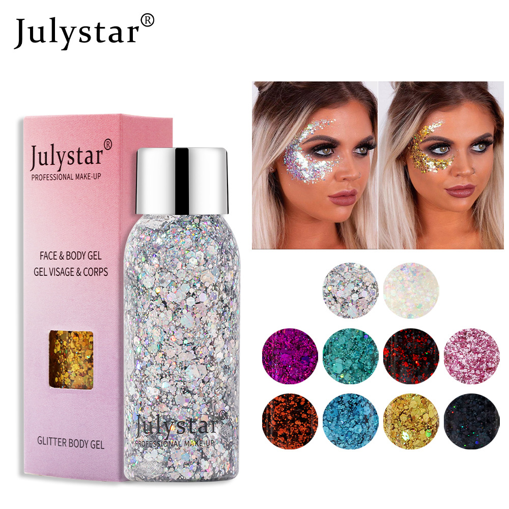 Cross-border beauty products, dazzling stage makeup, glitter eyeshadow liquid, face and body sequins, gel liquid, eyeshadow and makeup wholesale exclusively for export details Picture