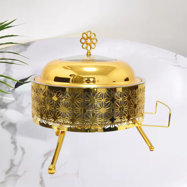 Golden Buffet Hanging Stove With Cover Alcohol Heating Foreign Trade Hotel Buffet Special Stove 8.0L Large Capacity Basin