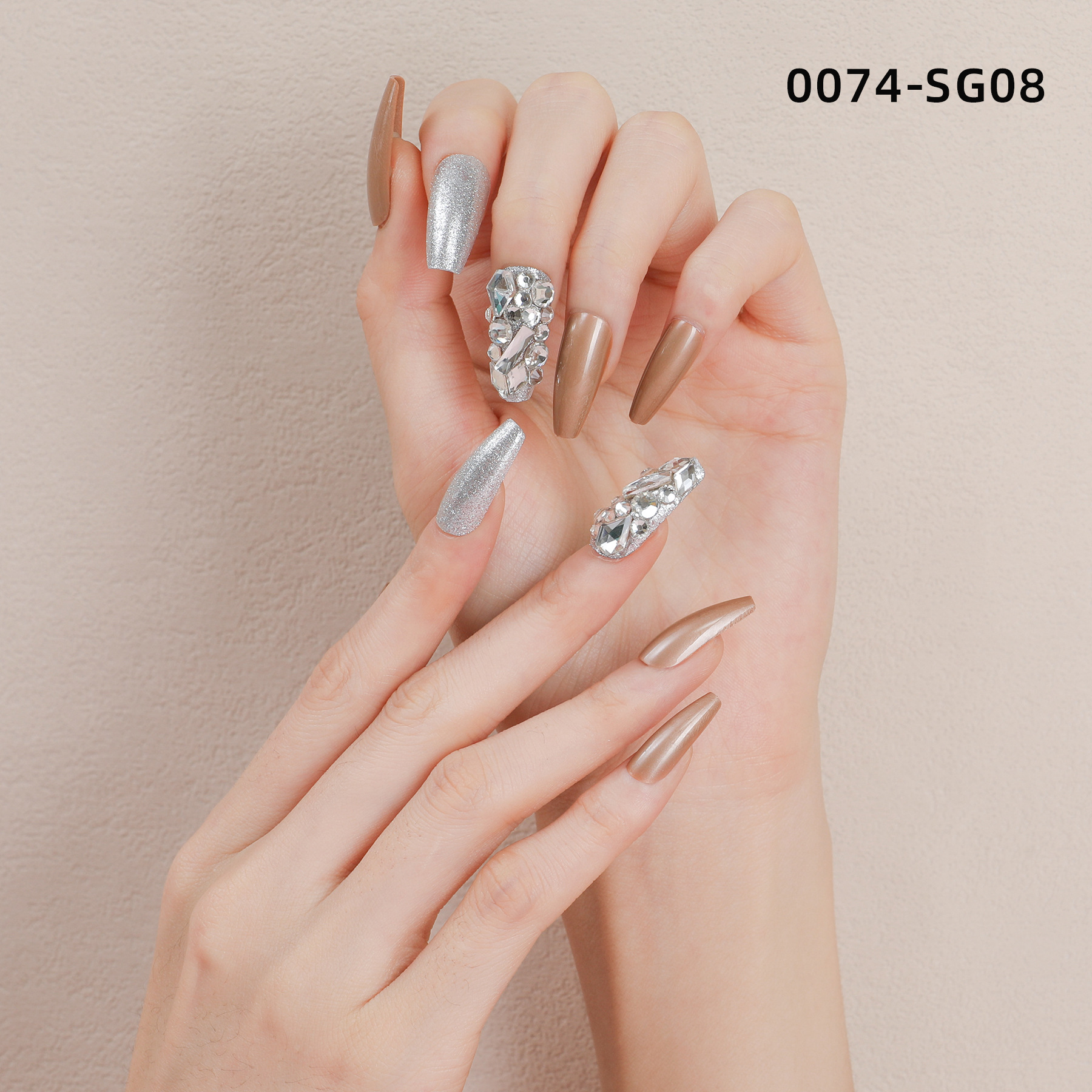 Full diamond nail patches, wearable nails, handcrafted medium and long ballet nails, wholesale in stock, 30 pieces of nail art for Douyin live streaming details Picture
