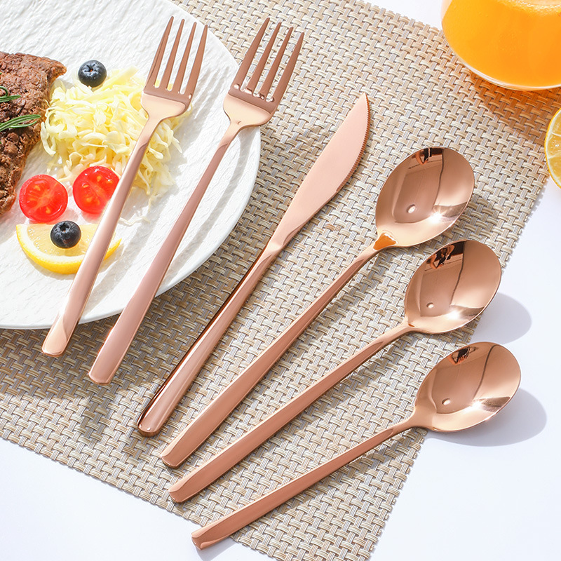 Wholesale 304 Stainless Steel Korean Knife, Fork And Spoon Multi-Specification Thickened Korean Spoon And Fork Tableware Set Can Be Logo details Picture