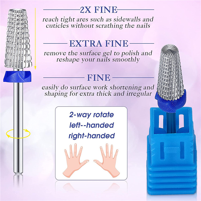 3-piece high-end five-in-one nail art tungsten steel grinding head set, quick nail removal and dead skin removal with teeth winding, suitable for both hands, shanilak Application Scenario
