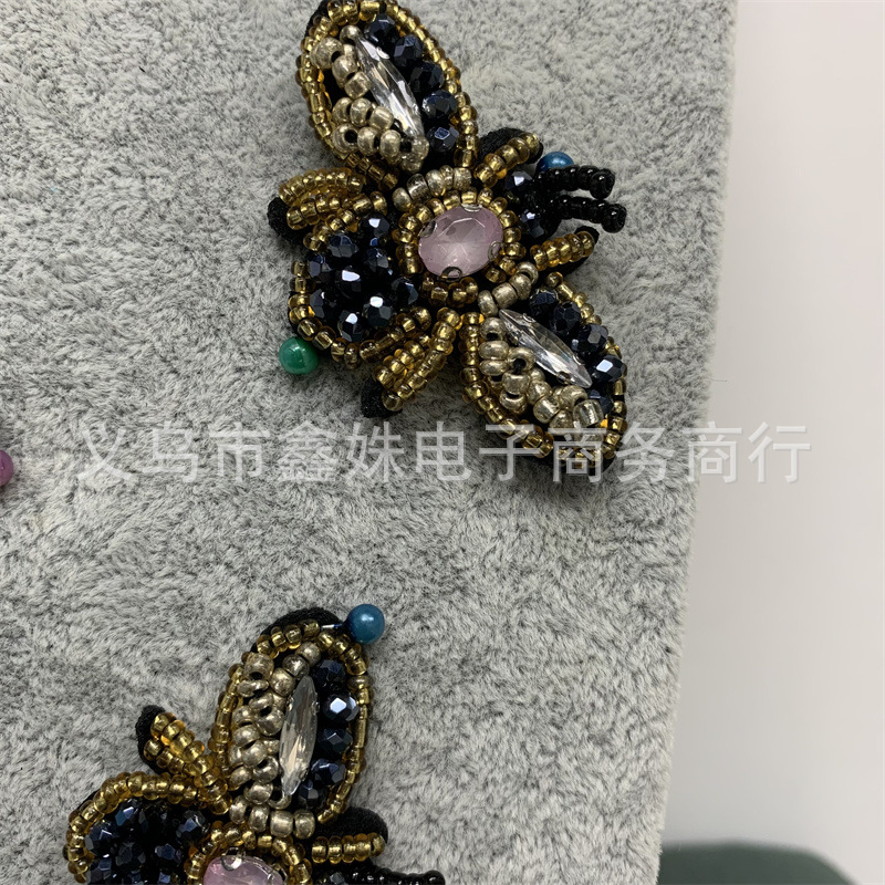 Hand-stitched beaded insect pattern crystal jewelry fabric stickers for clothing details Picture