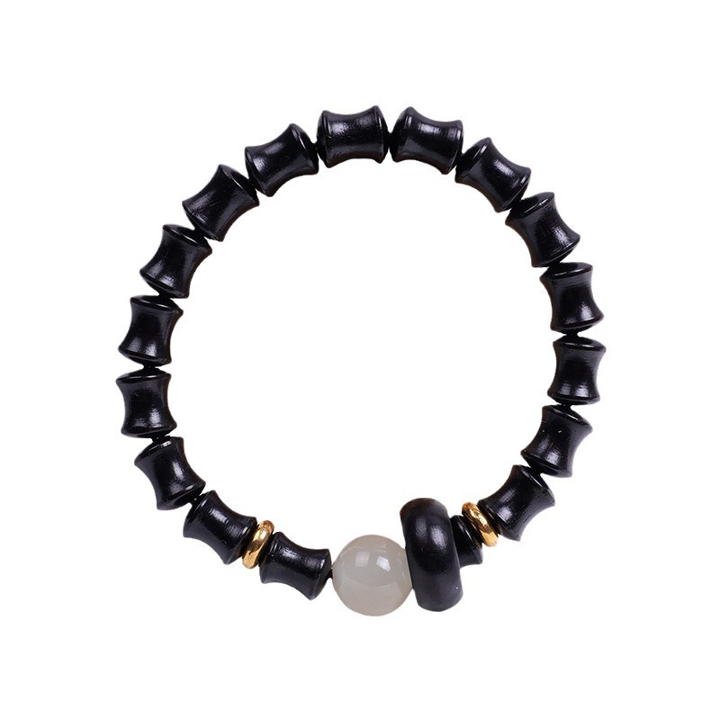 Natural sandalwood creative wood fragrance bamboo joint bracelet, personalized 8*10mm running ring luminous beads, retro single-circle forest-themed bracelet and string beads Item Picture