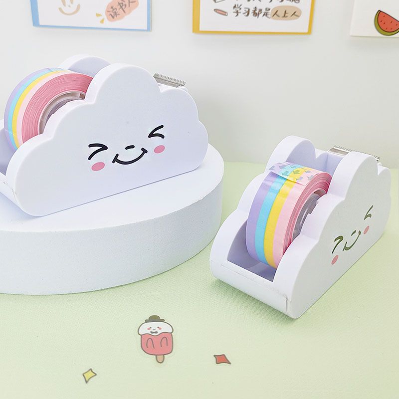 Cross border direct supply rainbow tape Cloud cutter student hand ledger desktop tape seat cute packing tape machine details Picture