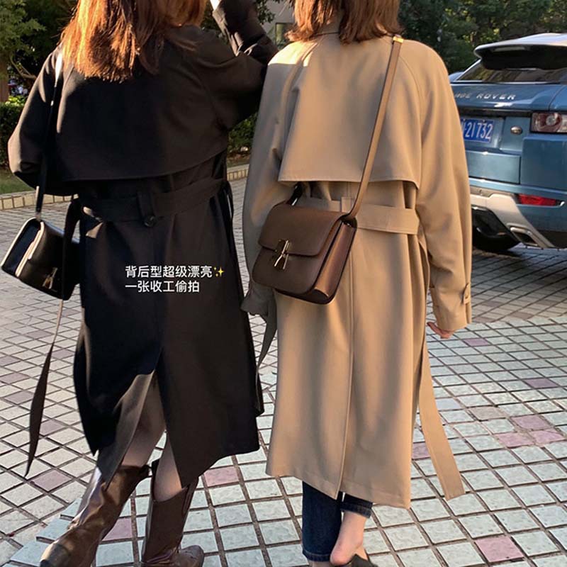 Black Trench Coat Women's Long Small 2023 Spring And Autumn New Korean Chic Style Trench Coat details Picture