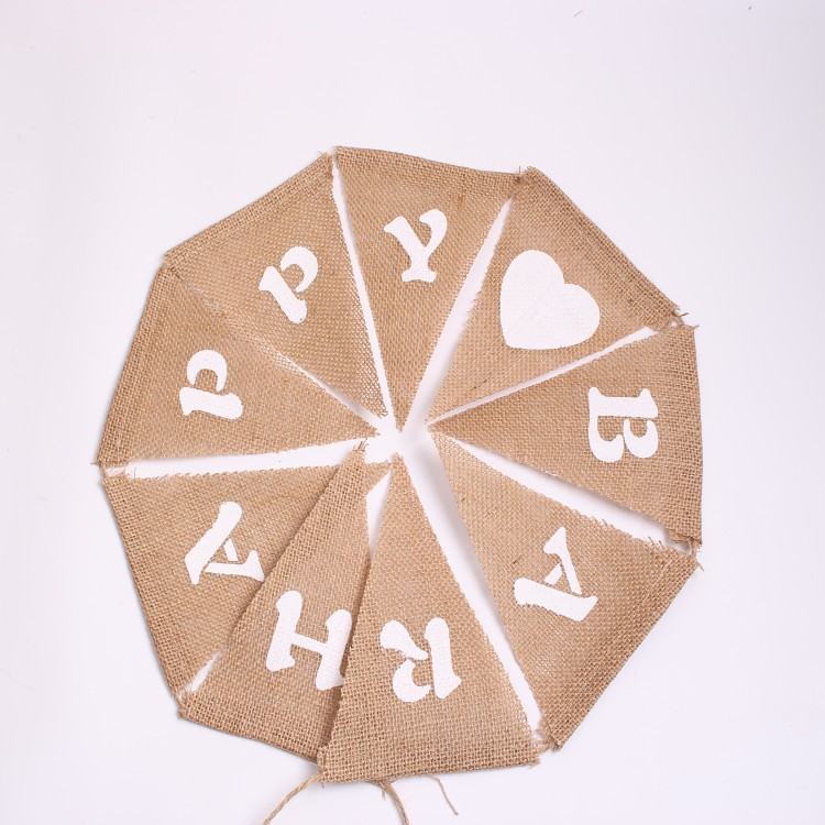 European and American Christmas wedding decoration items, party swallowtail flag, HAPPY BAR, linen triangular flag details Picture