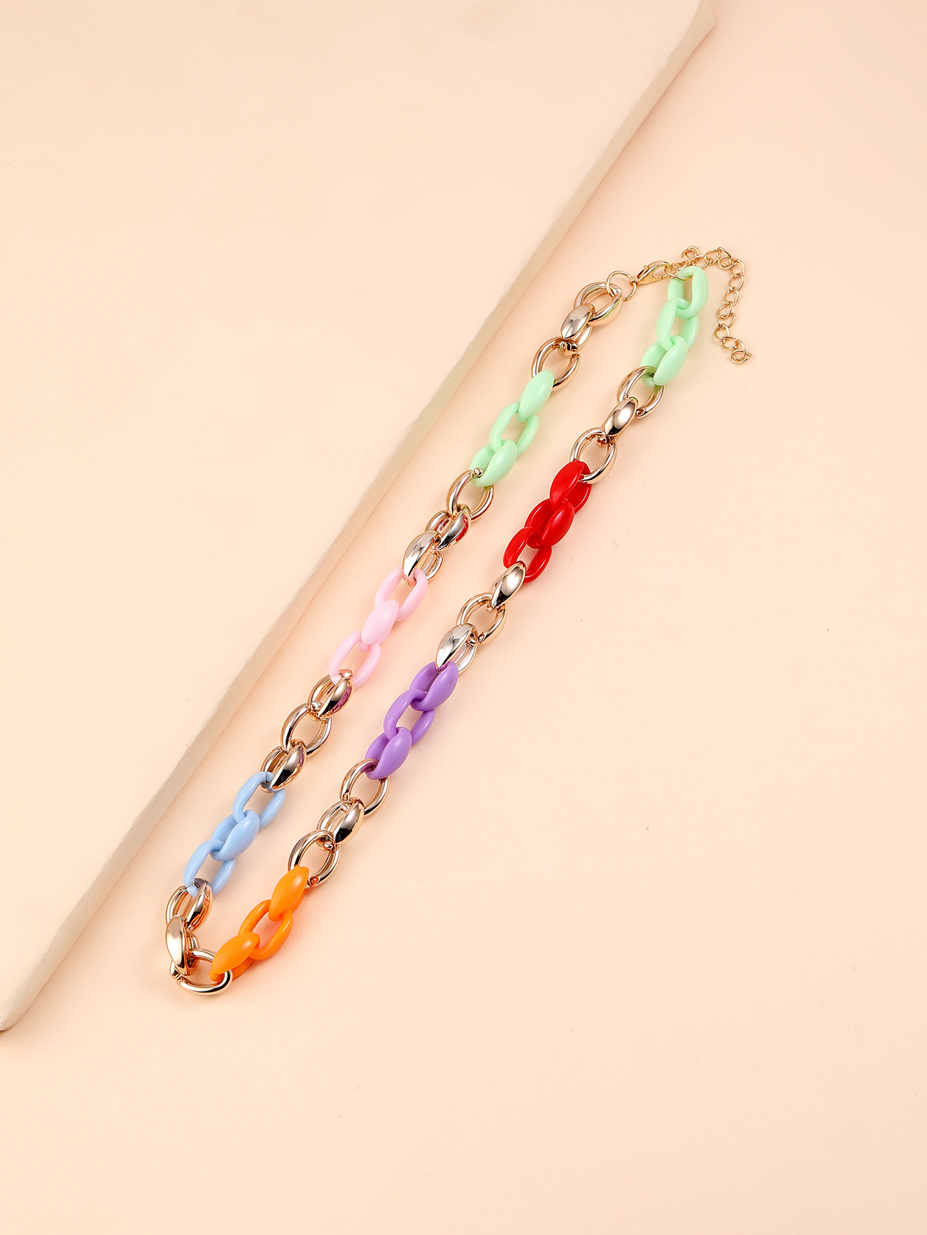 Cross-border source fashion necklace, hip-hop, European and American popular street style, seven-color popular necklace details Picture