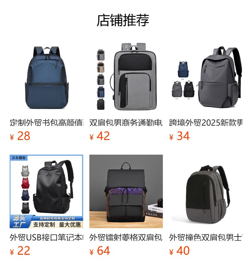 跨境外贸2025新款男士通勤双肩包大容量简约背包学生书包电脑包详情1