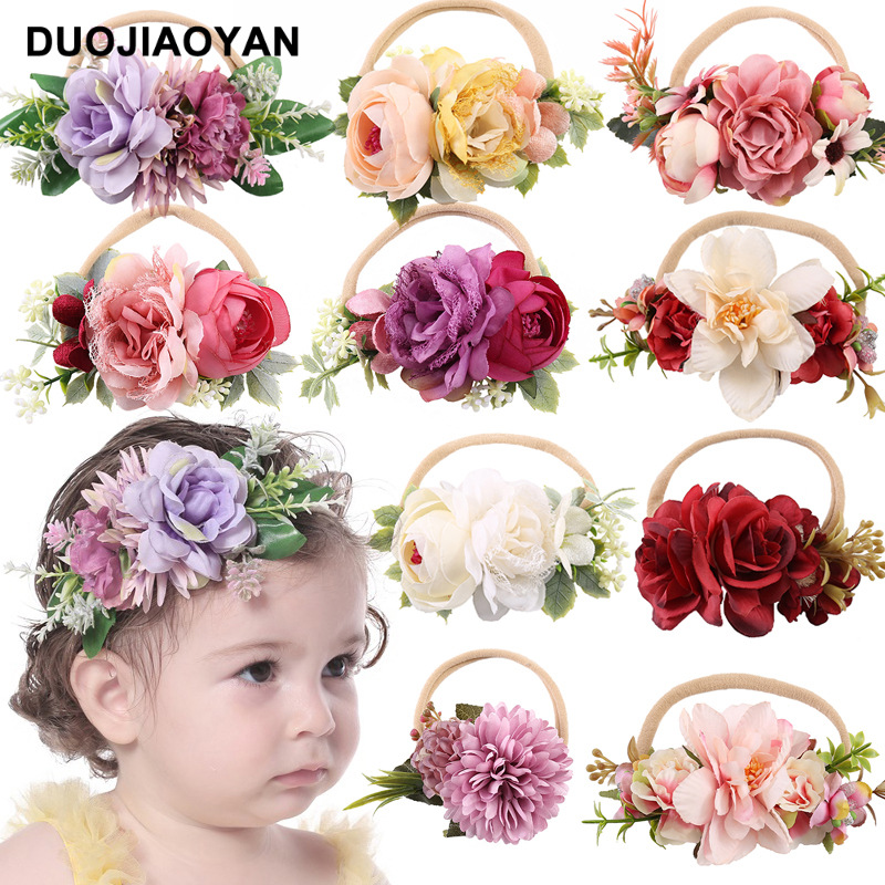 Amazon's best-selling faux fabric flower children's hair accessories, baby hair accessories, nylon elastic hair bands, and baby photo props full figure