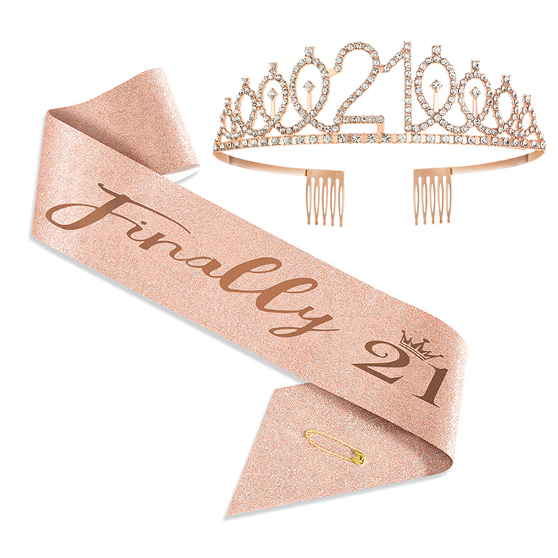 European and American party crown headband, rhinestone crown hair accessory, first birthday digital birthday cake ornament, alloy hair band Item Picture