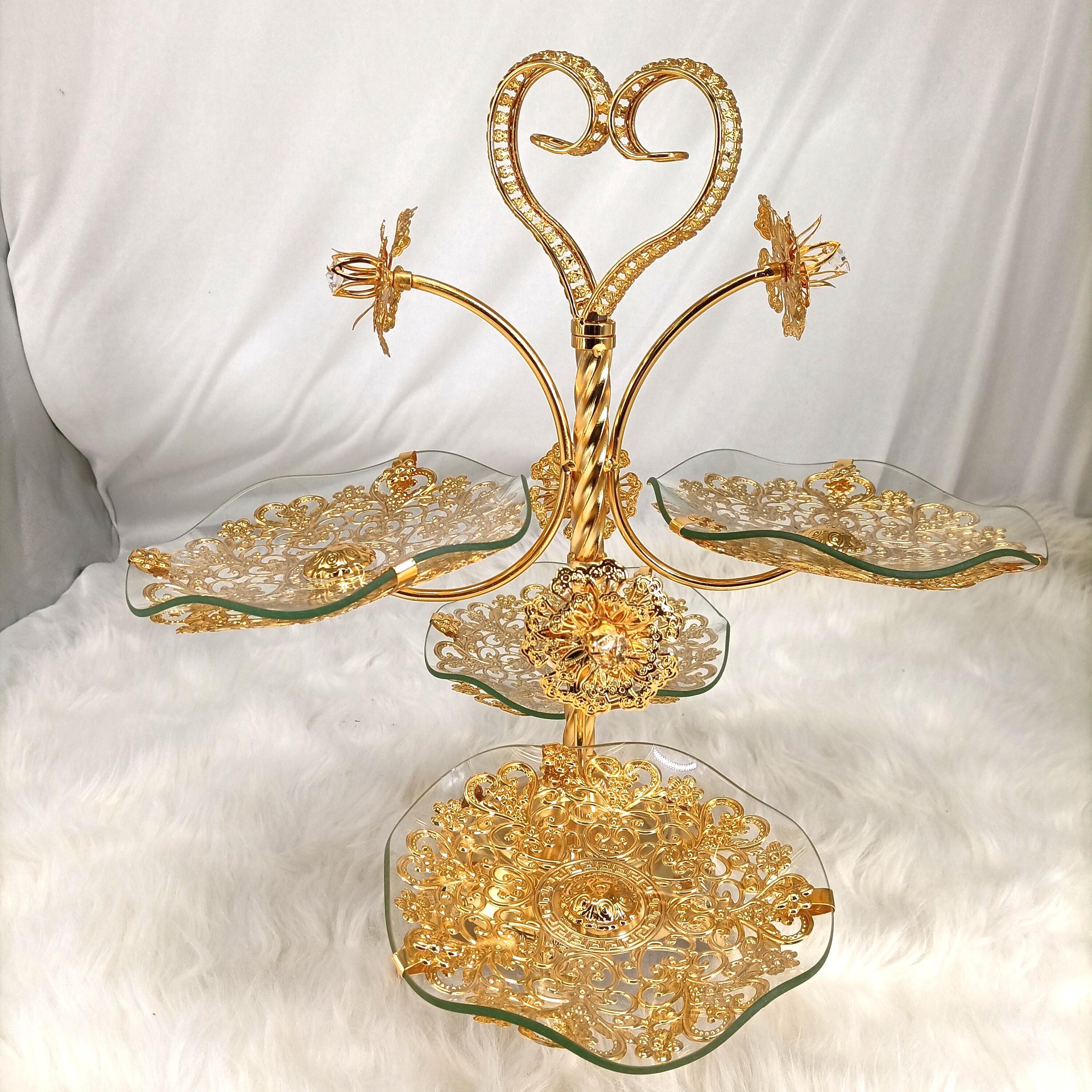 European-style creative home living room hotel wedding crystal tempered glass fruit plate light luxury craft fruit plate decoration