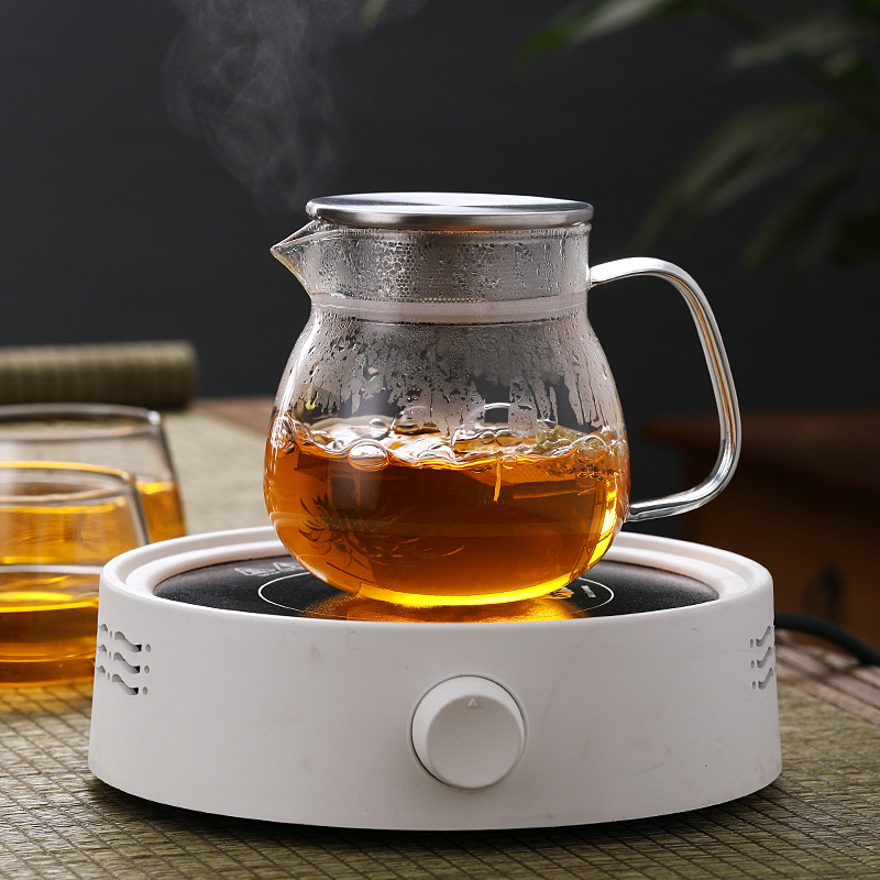 Japanese-style simple glass teapot with a filter screen, a household one-person drinking cold water kettle, and the water cup can be heated details Picture