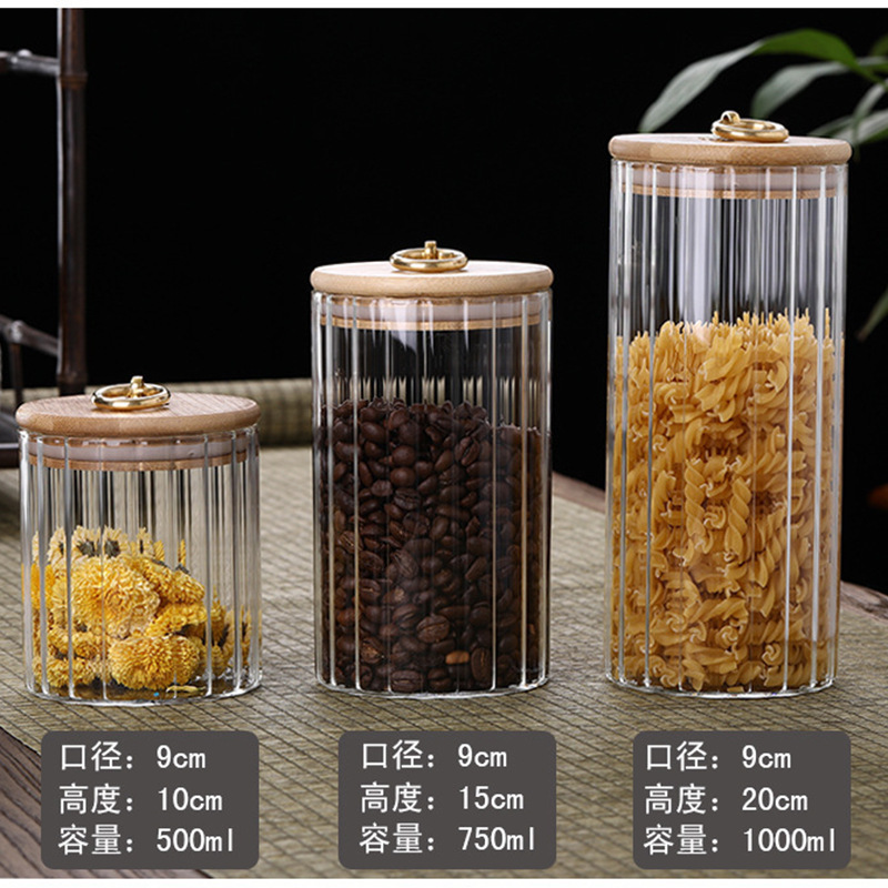 High borosilicate glass sealed jar, high-temperature resistant kitchen storage jar, transparent storage jar, large household tea, dried fruit and food storage details Picture