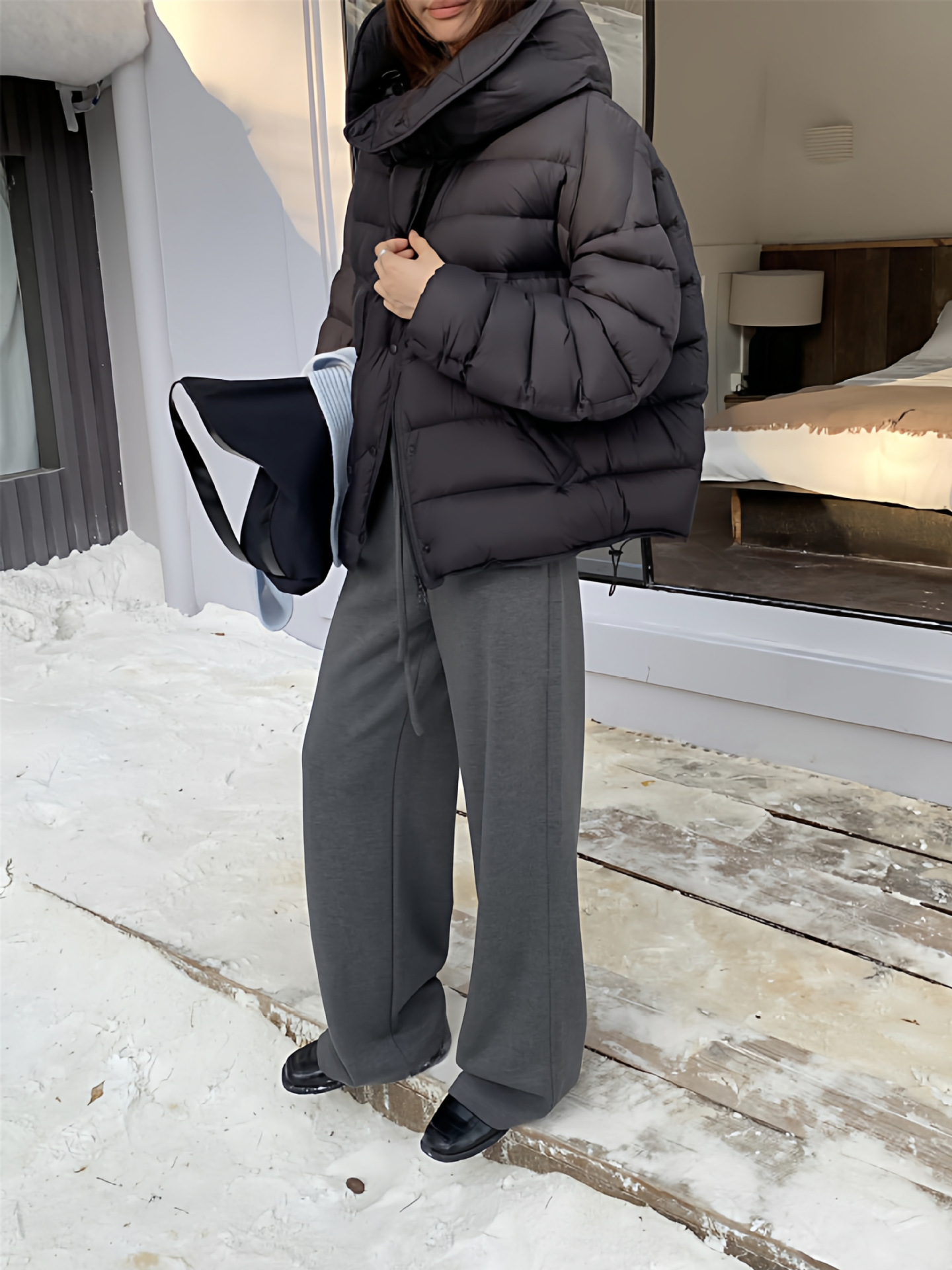 花苞帽羽绒服女氛围松驰感短款2025冬新款加厚泡芙面包服90白鸭绒详情4