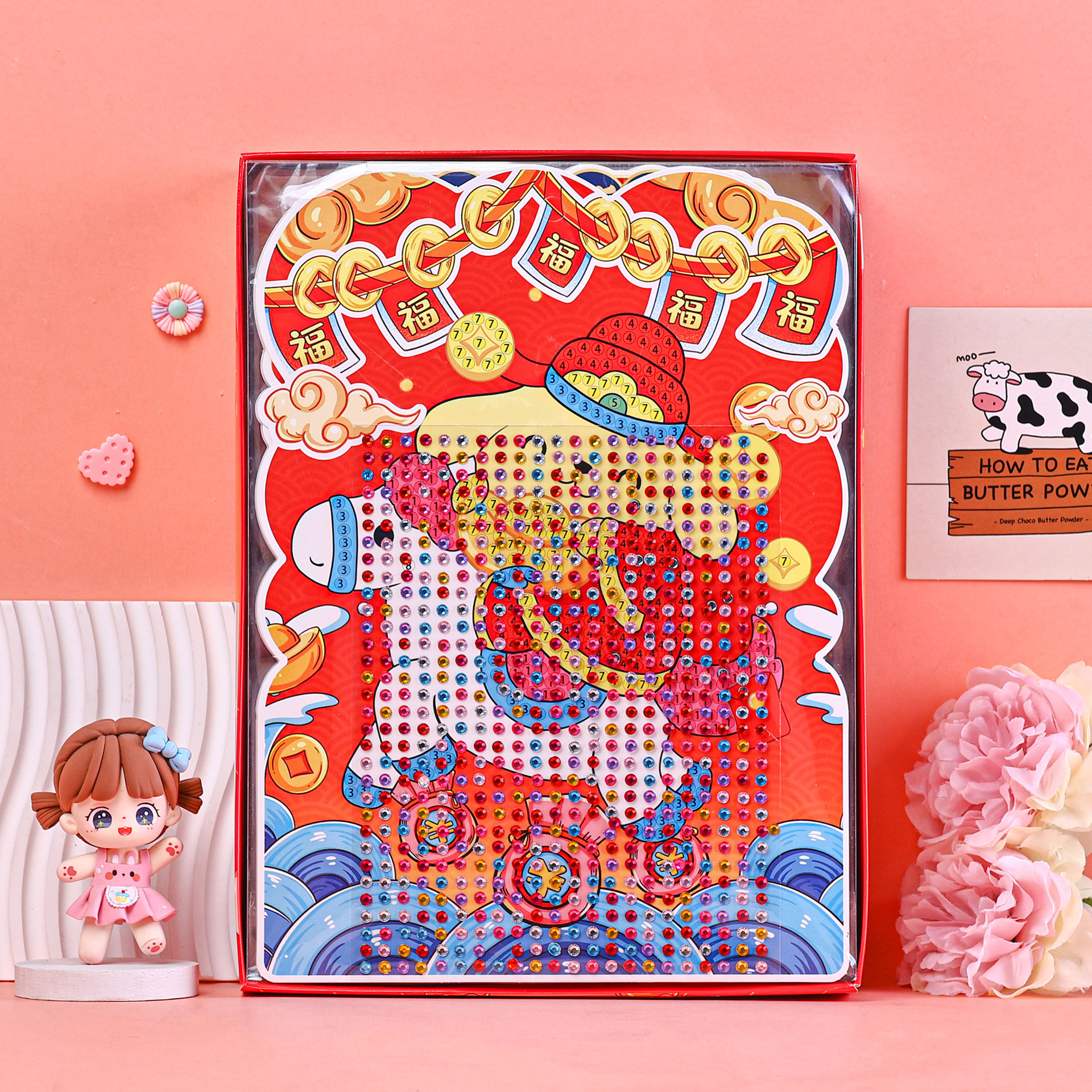 2024 New Year's Diamond Sticker Diy Sanrio Series Acrylic Sticker For Children Cartoon Shining Gem Sticker Specification drawing
