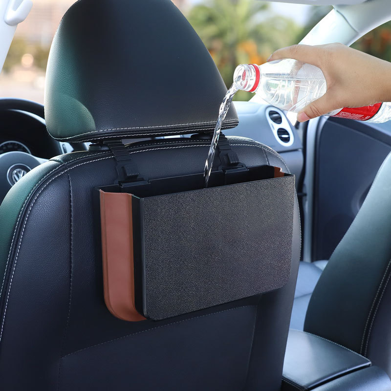 Vehicle-mounted trash can, hanging folding storage bucket box, car interior supplies, cartoon multi-functional car umbrella storage bag details Picture