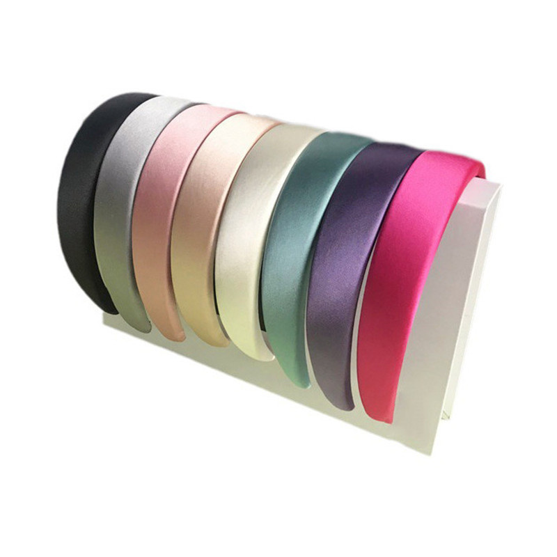 Korean Version 3Cm Color Mercerized Satin Cloth Hair Band Liu Yifei The Same Solid Color Sponge Head Band With Hair Accessories Specification drawing
