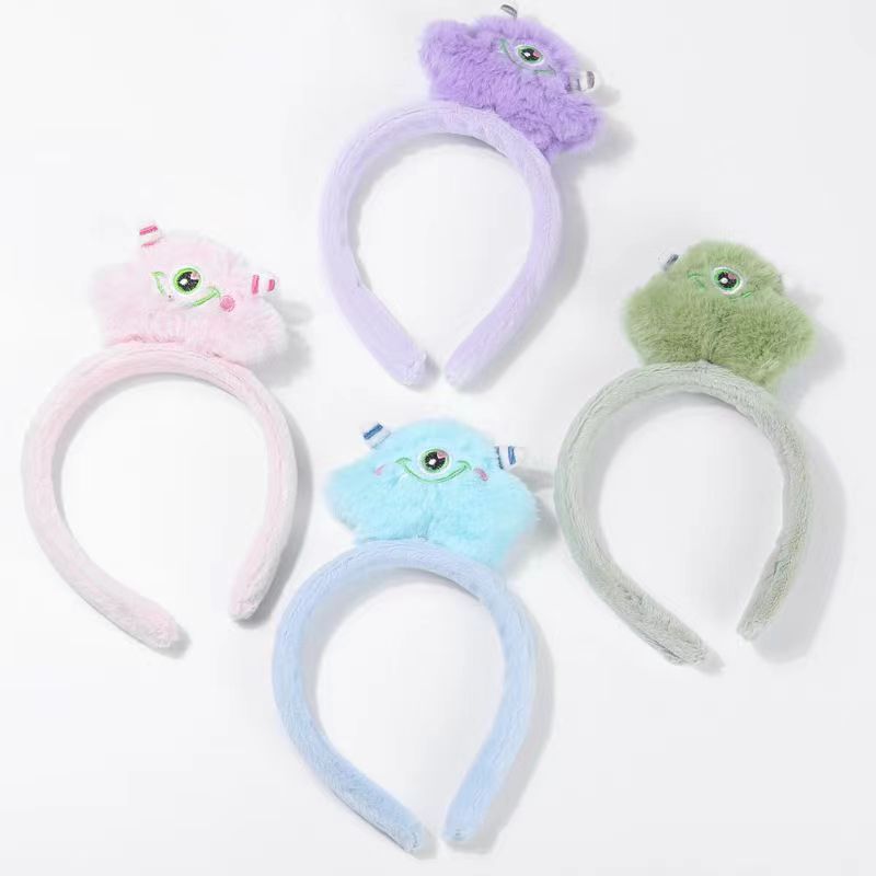 Cartoon Plush Big-Eyed Monster Headband Wholesale Mini Cute Little Monster Headband Girl Face Wash Headband full figure