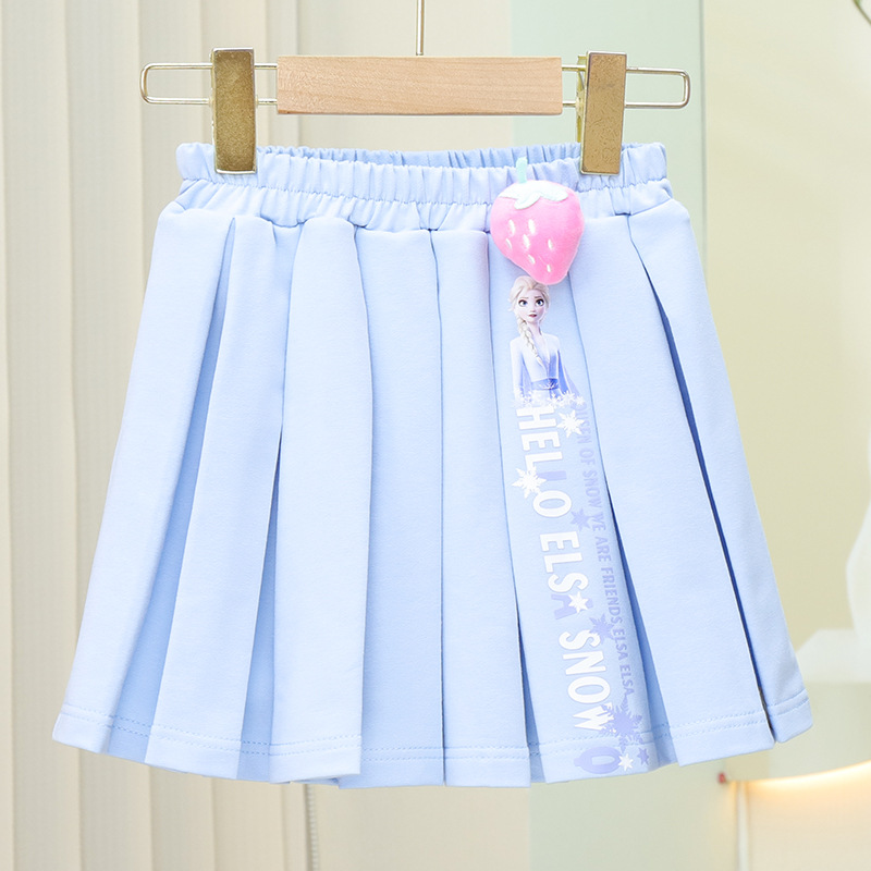 The new pleated skirts for girls in the autumn and winter of 2024 are stylish and versatile. The short skirts are suitable for children's outerwear and cartoon children's clothing details Picture
