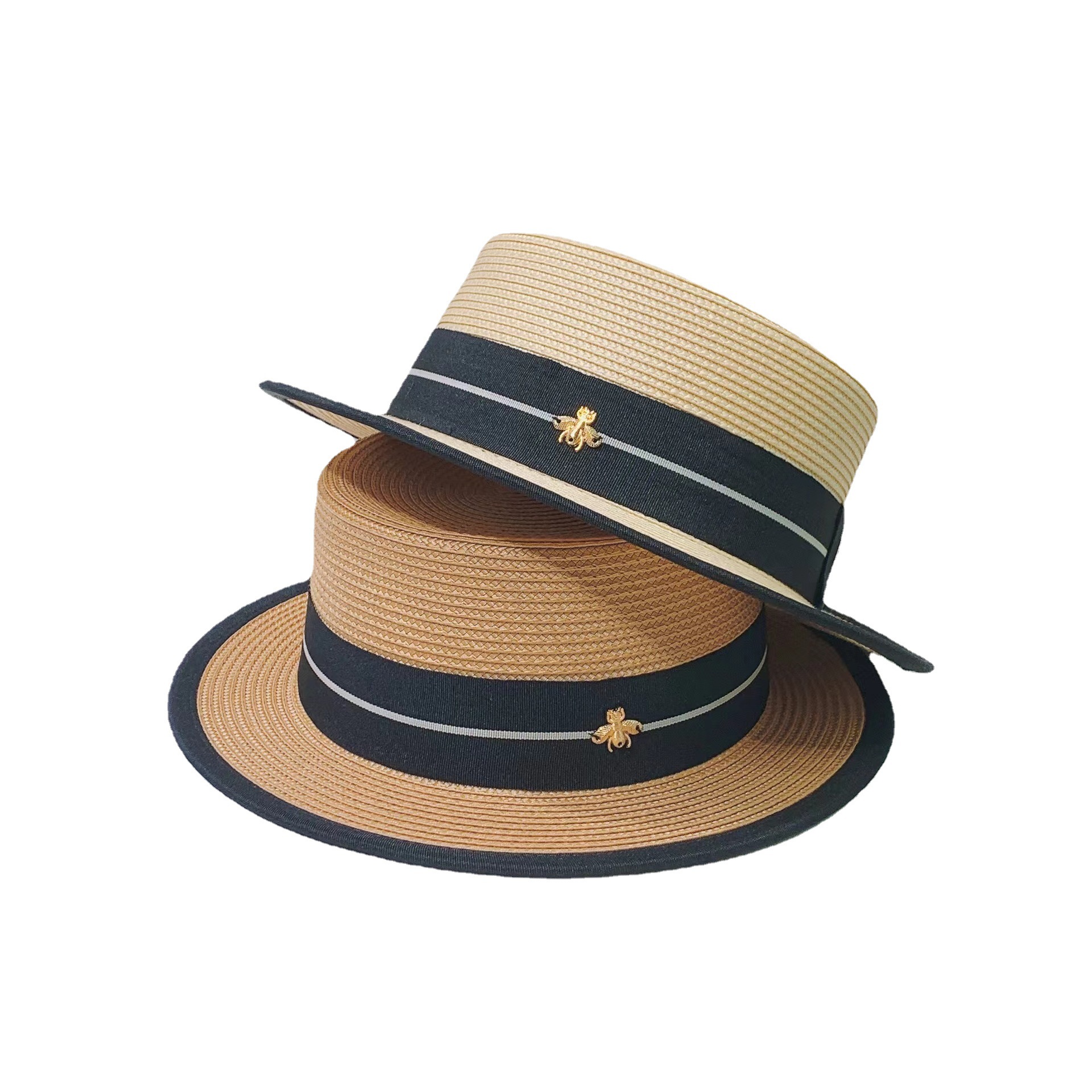 Fashionable New Straw Hat Children's Summer Beach Beach Holiday Straw Hat Sun Hat Sun Visor Flat Hat Item Picture