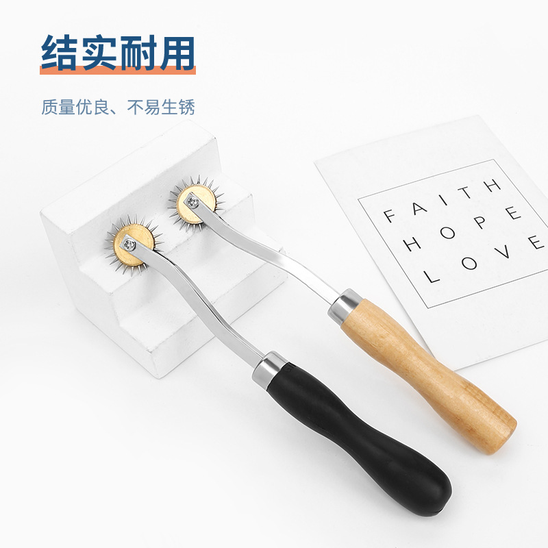 Stainless steel hand press wheel DIY leather dot line spacing wheel tailor marking roller marking wheel wholesale details Picture