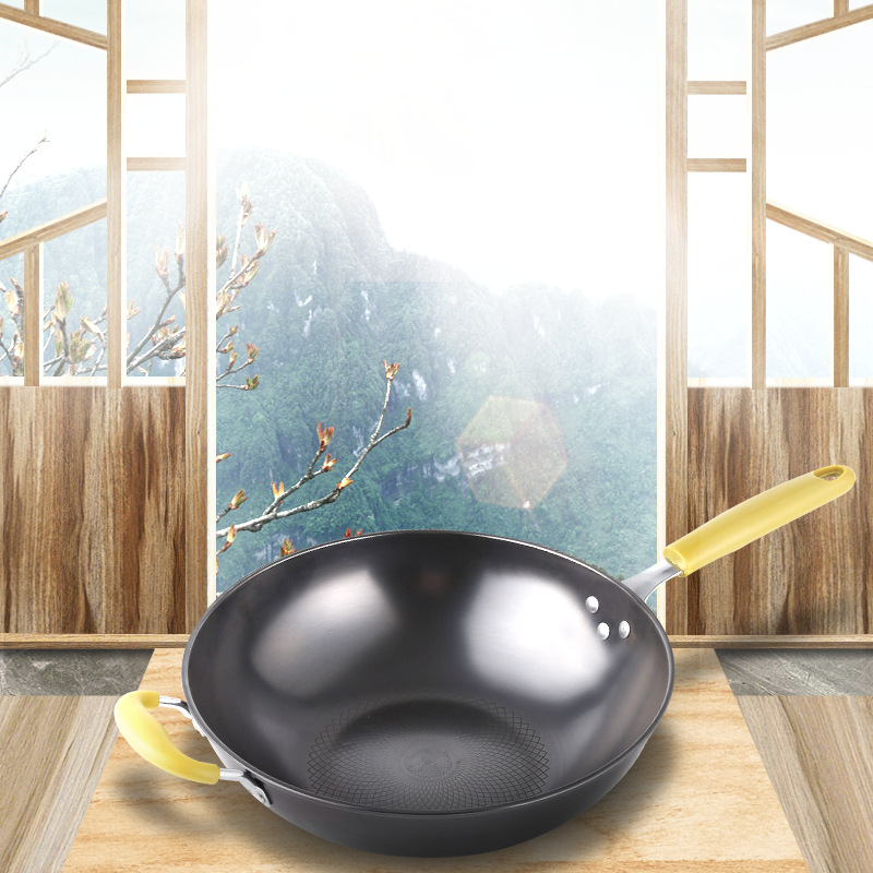 Wholesale gas-nitrogen diamond compound bottom King cooking wok, physical non-stick wok, wholesale gift, one-piece consignment