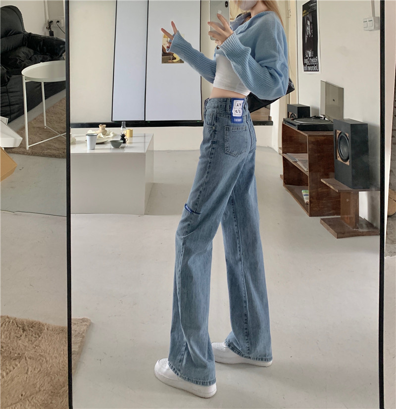 Ripped jeans for women's summer 2022 new design, high-waisted and slimming wide-leg pants, ins style straight-leg long pants Application Scenario