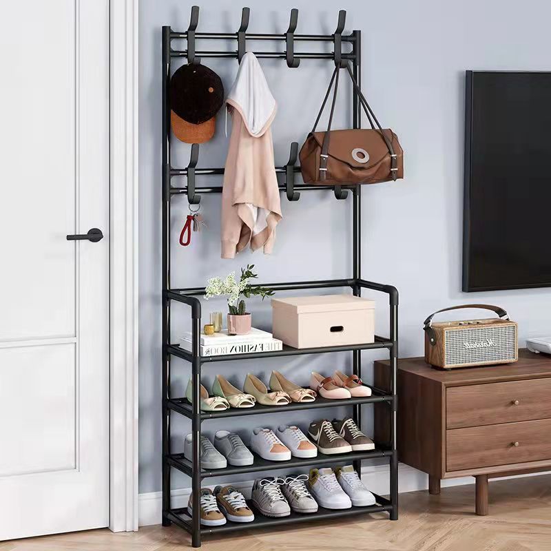 Entrance hall storage shoe rack, simple shoe and hat rack, floor coat and hat rack, integrated combination rack, bedroom and living room coat and hat rack full figure