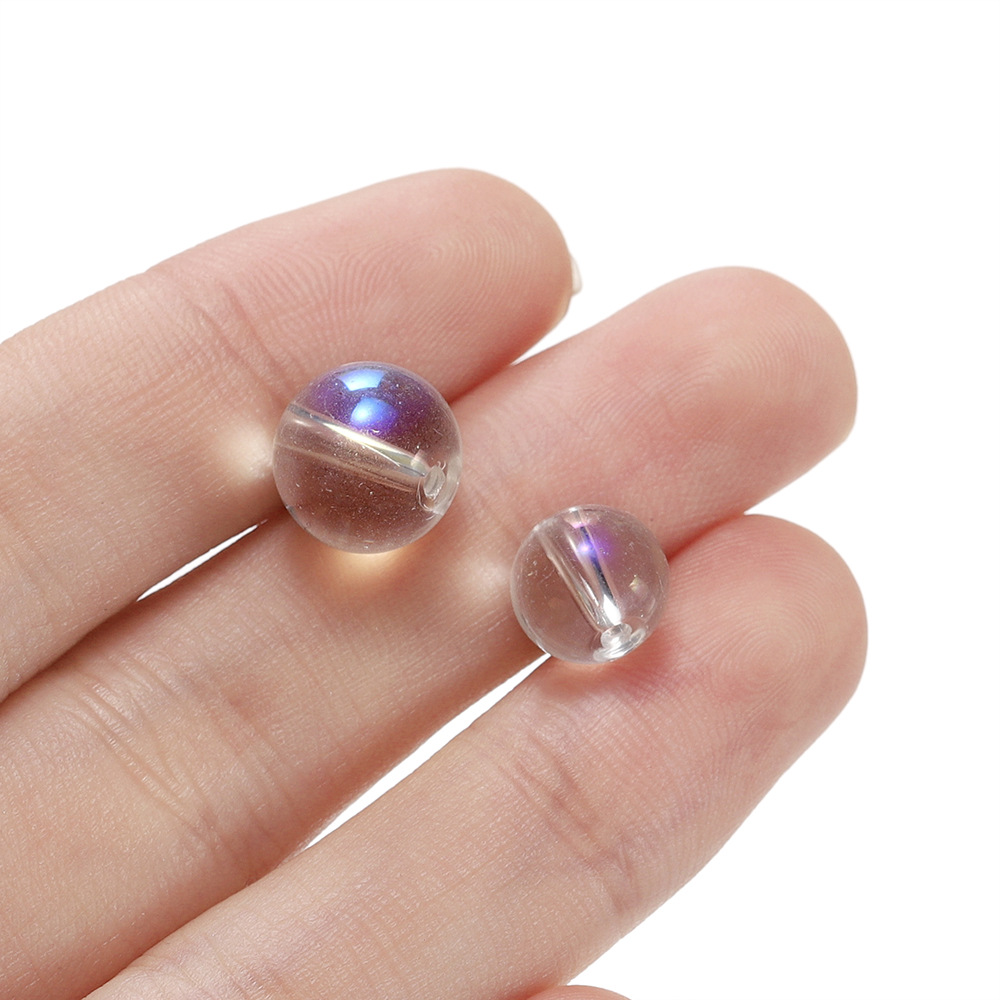 White frosted crystal moonstone, round beads, transparent glass, gradient and dazzling scattered beads, diy bracelet material Specification image