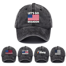 Washed Printed baseball cap Let's Go Brandon adult Truck cap Daddy cap Duck cap