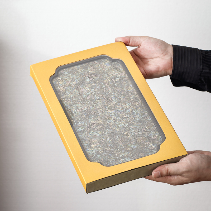 Lacquer Bakelite Snail Thin Rectangular Tray, Household Dry Tea Brewing Tray, Enamel-Colored Heat Insulation Pad, Lacquerware, Light Luxury Small Tea Table Application Scenario