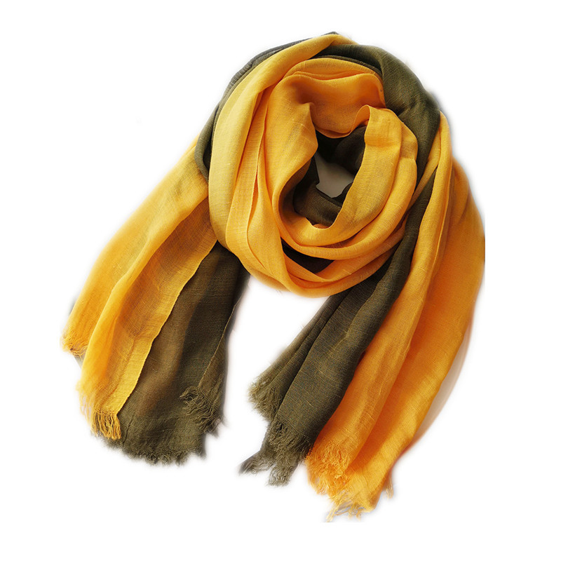 Foreign Trade Cotton, Linen And Linen Scarf For Women Autumn-Winter Gradient Color Combination Japanese And Korean Lady Sen Women's Slub Yarn Shawl Item Picture