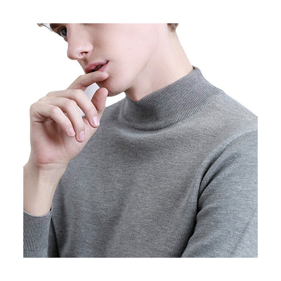Wholesale of semi-high-neck men's mid-neck sweaters, pullover knitted sweaters, Korean-style base layers, and trendy men's sweaters for autumn and winter 2022 Item Picture