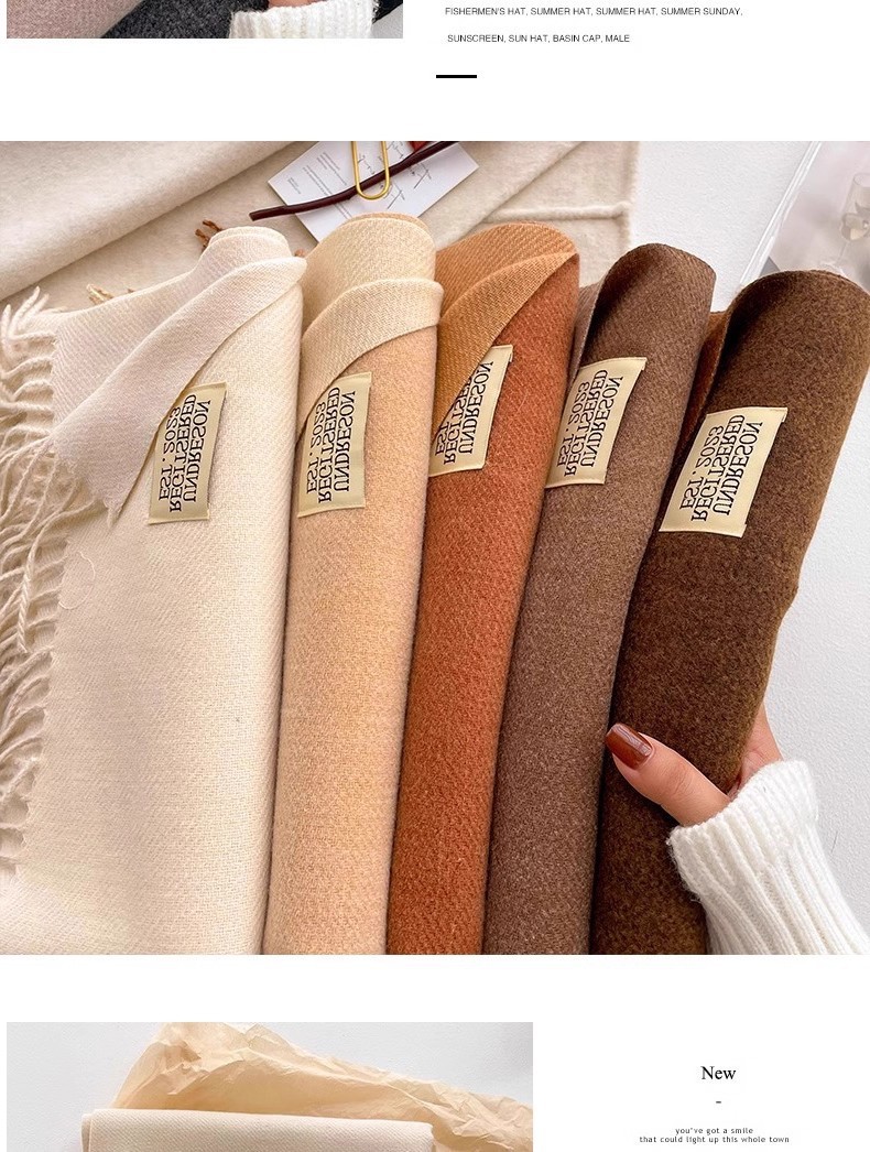 超软糯羊绒围巾女冬季高级感韩版百搭驼色双面纯色送妈妈保暖围脖详情8