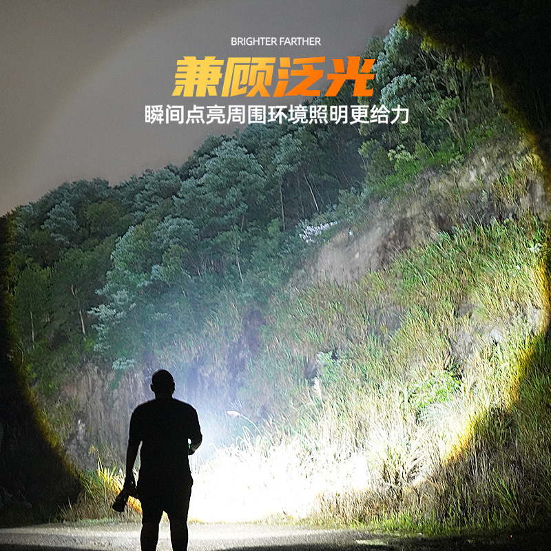 Cross-Border White Laser Flashlight Strong Charging Telescopic Zoom Ultra Long Range Outdoor Camping Light Portable Lighting Flashlight Application Scenario