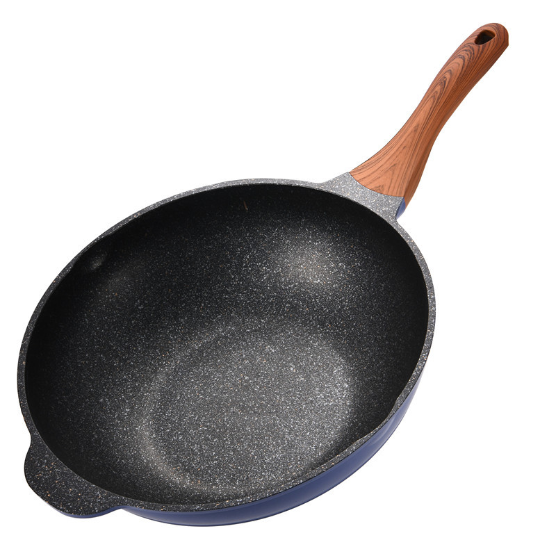 Factory direct supply of diamond tourmaline non-stick woks, low-smoke cooking woks, non-stick woks, aluminum cookware, one-piece consignment Specification image